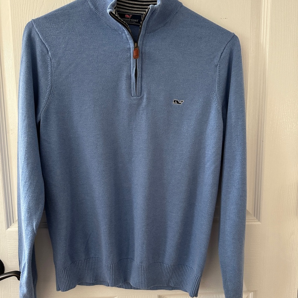 Men's Vineyard Vines Blue Quarter-Zip Sweater